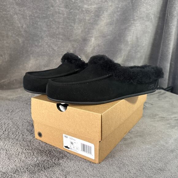 UGG Shoes - UGG Ansley Mule Insulated Suede/Fur Slipper In Black Women's Size 10 (1171391)